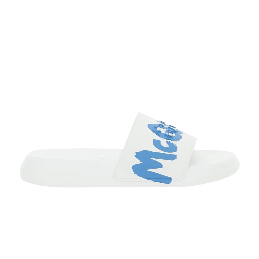 Alexander McQueen Rubber Pool Slide Graffiti - White Lake Blue
