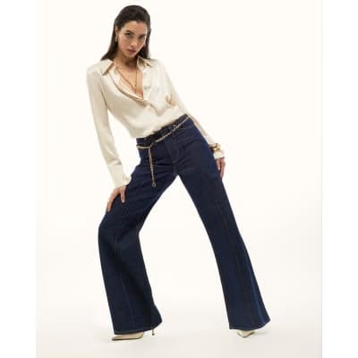 Cream Satin Long Sleeve Shirt