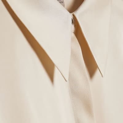 Cream Satin Long Sleeve Shirt