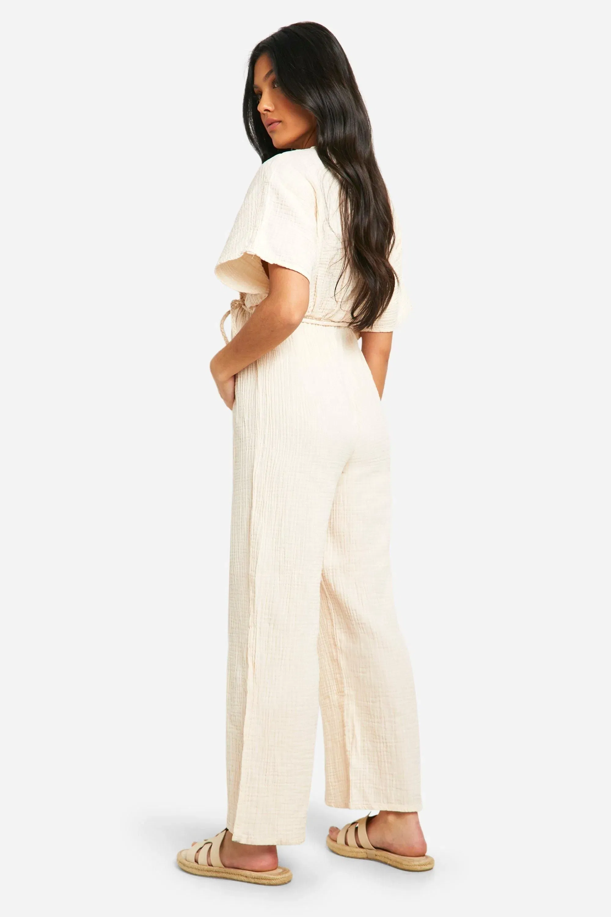 Maternity Rope Belted Wide Leg Jumpsuit