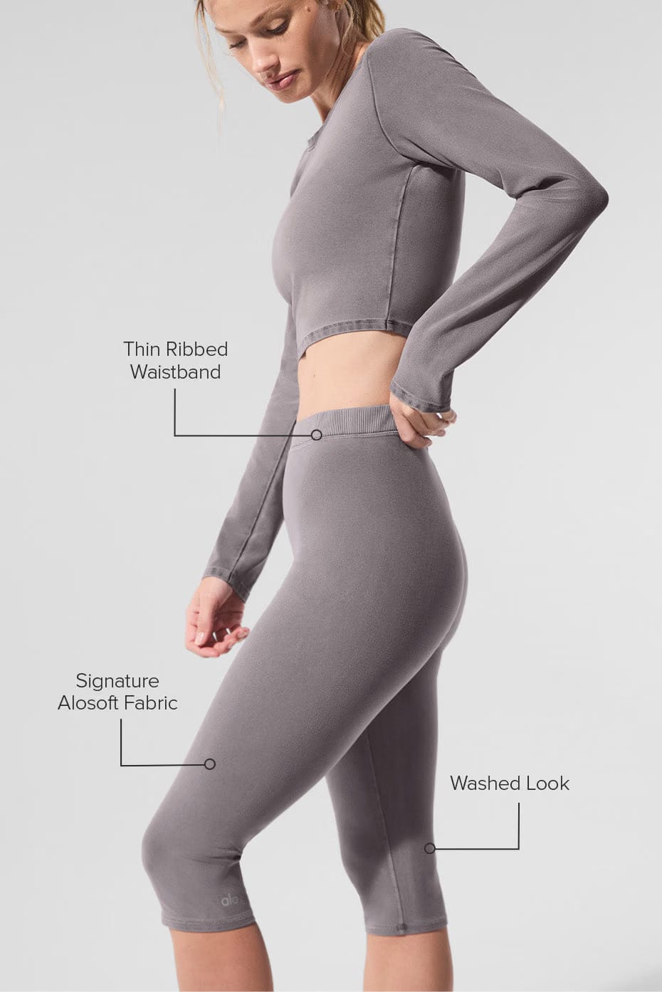 Alo Yoga Washed Alosoft High-Waist Iconic 90'S Capri