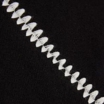Black Short Sleeve Cosy Whipstitch T-shirt