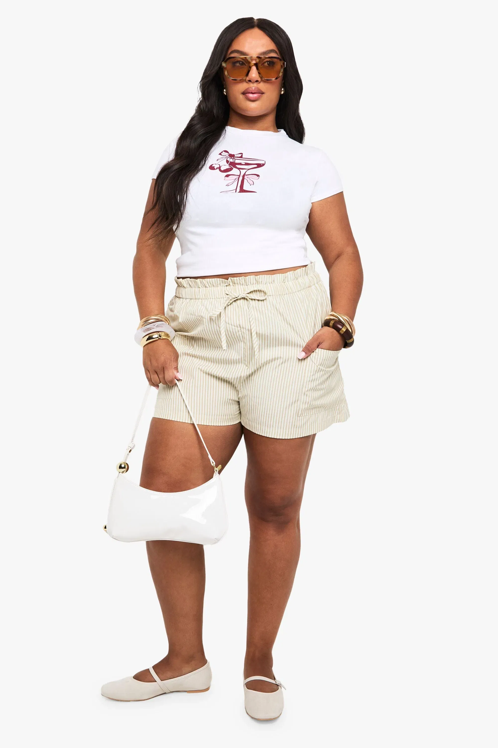 Plus Cocktail Bow Fitted T-Shirt