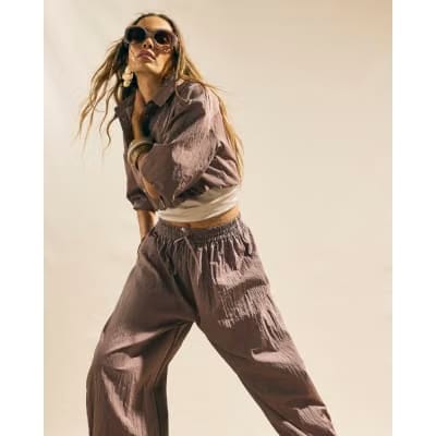 Brown Balloon Leg Trousers