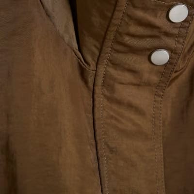 Khaki Funnel Neck Bomber Jacket
