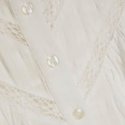 White Lace Button Through Blouse