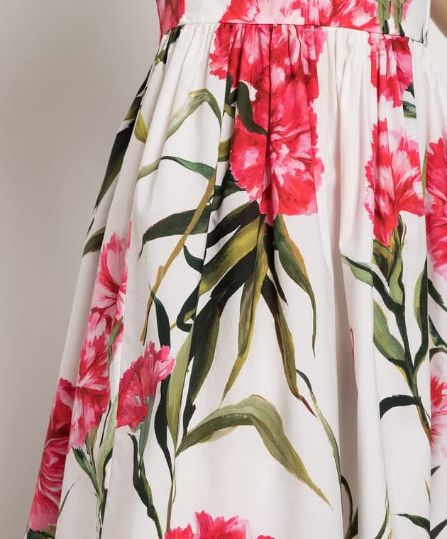 Dolce&Gabbana White bustier dress with a Carnation print