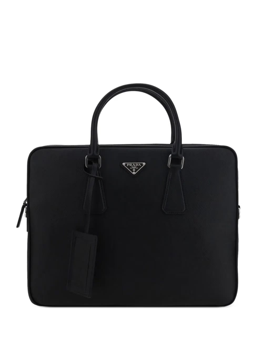 triangle-logo leather briefcase