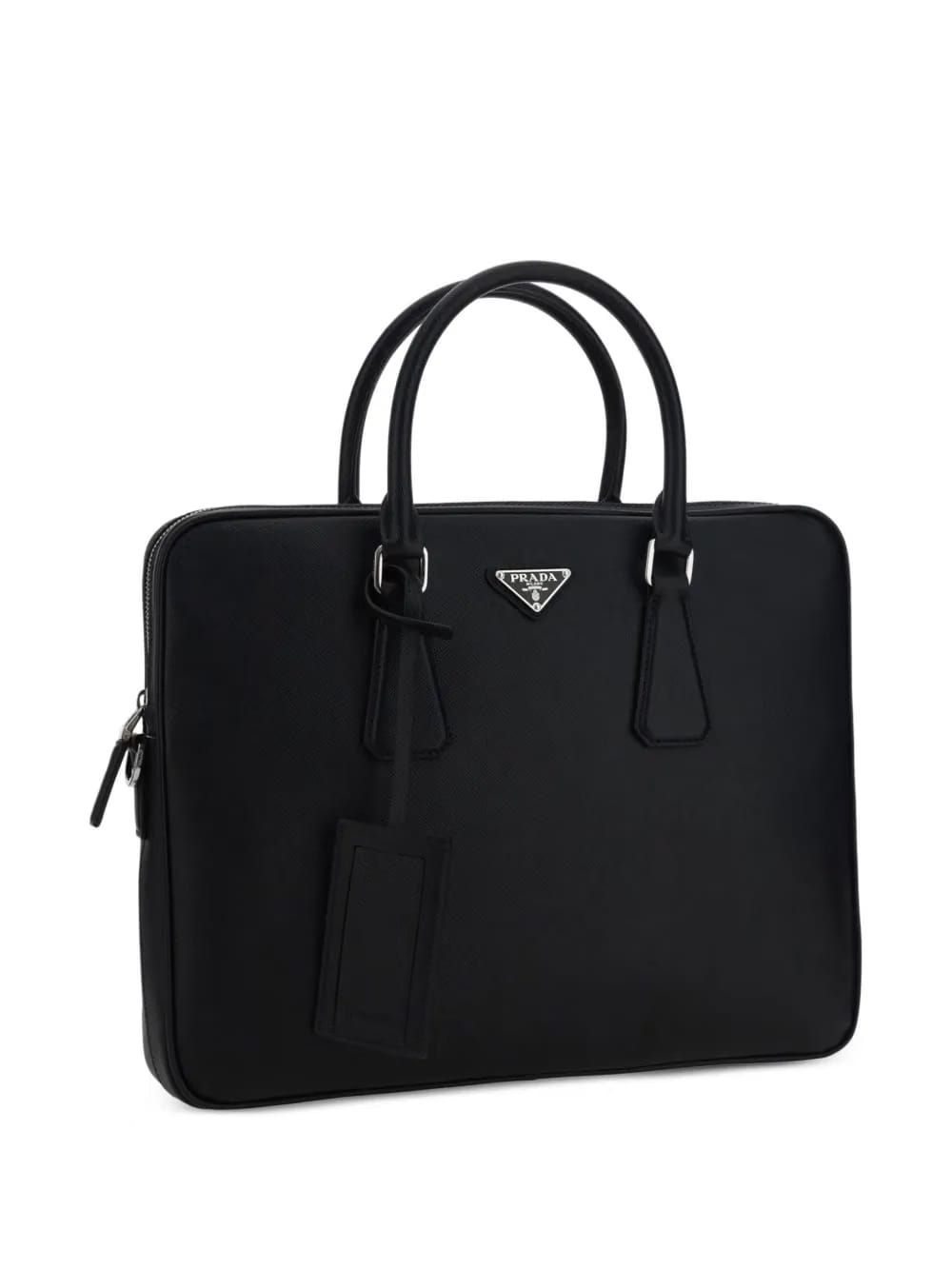 triangle-logo leather briefcase
