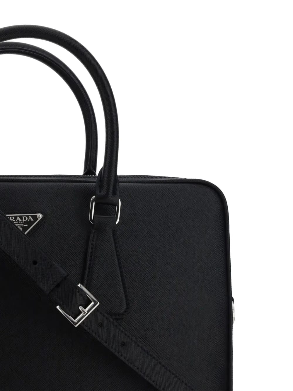 triangle-logo leather briefcase