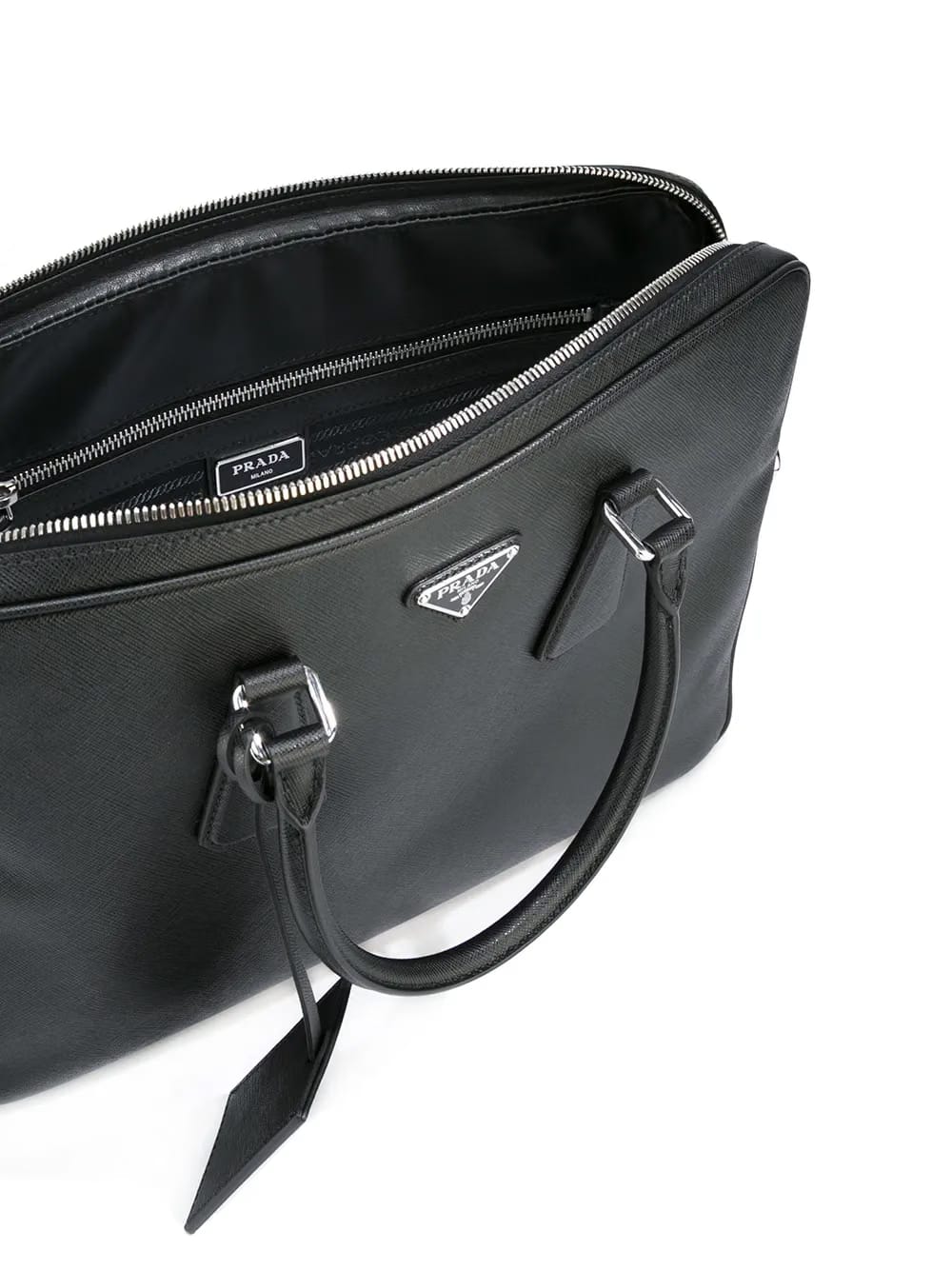 triangle-logo leather briefcase
