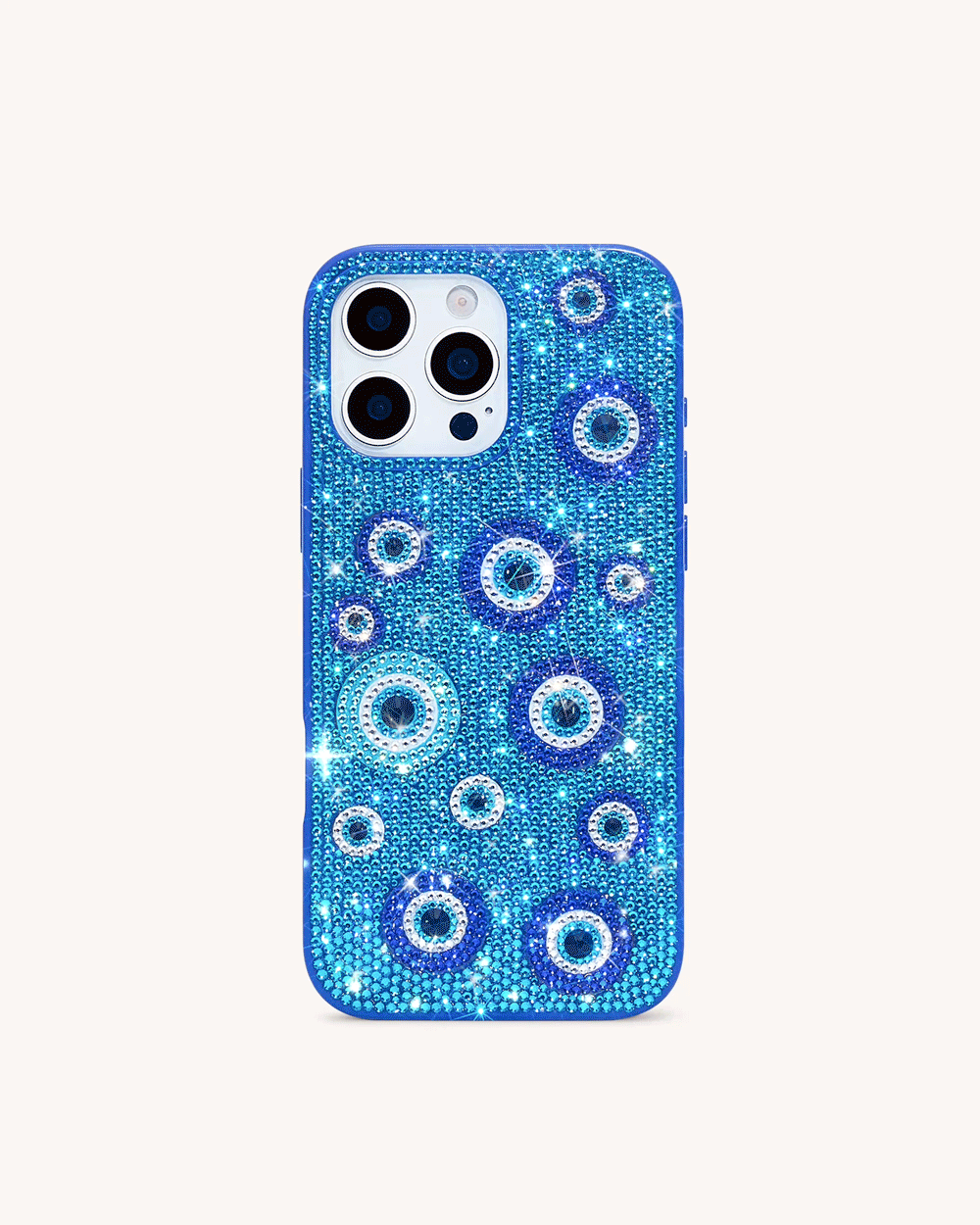 Evil Eye Artificial Crystal Embellished Phone Case - Black