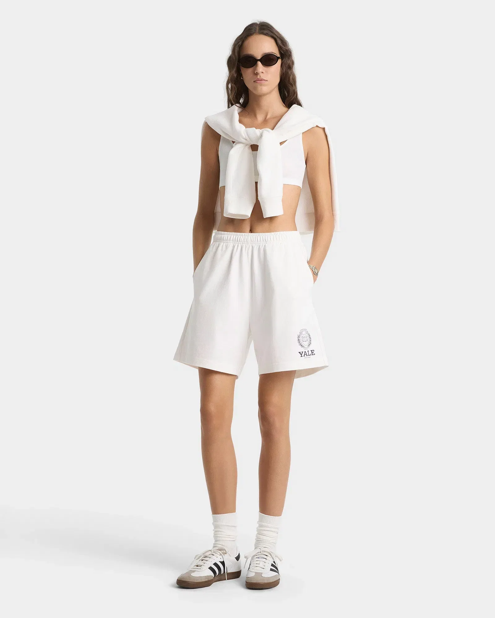 Yale Crest Gym Short - White/Navy