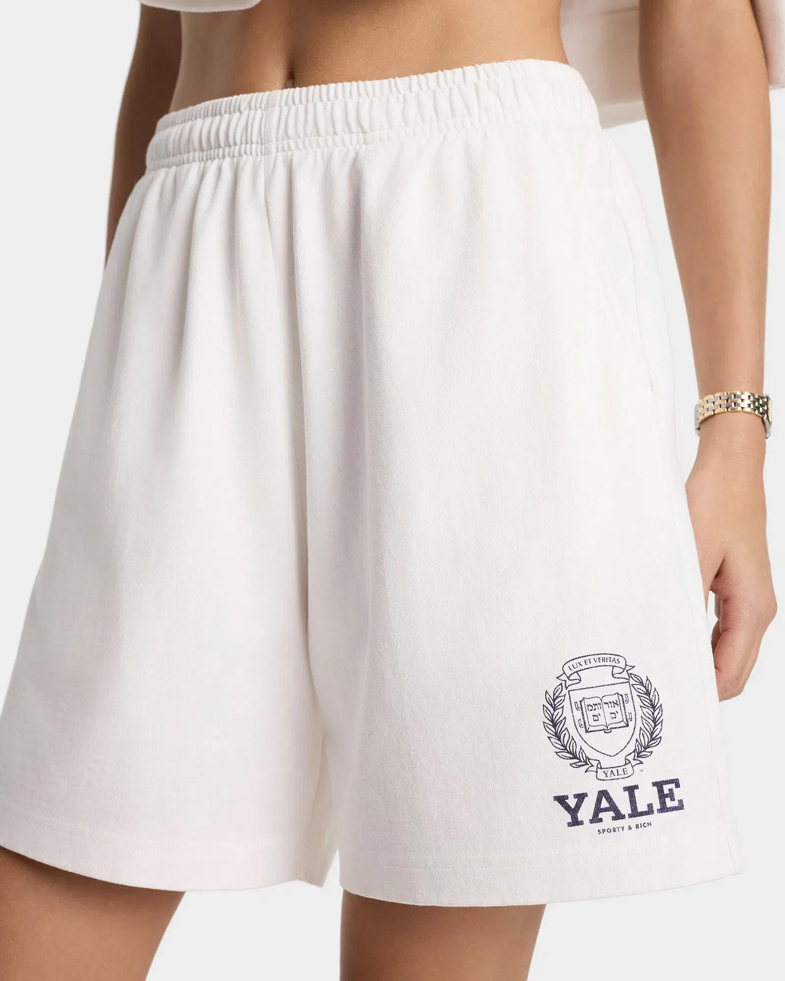 Yale Crest Gym Short - White/Navy
