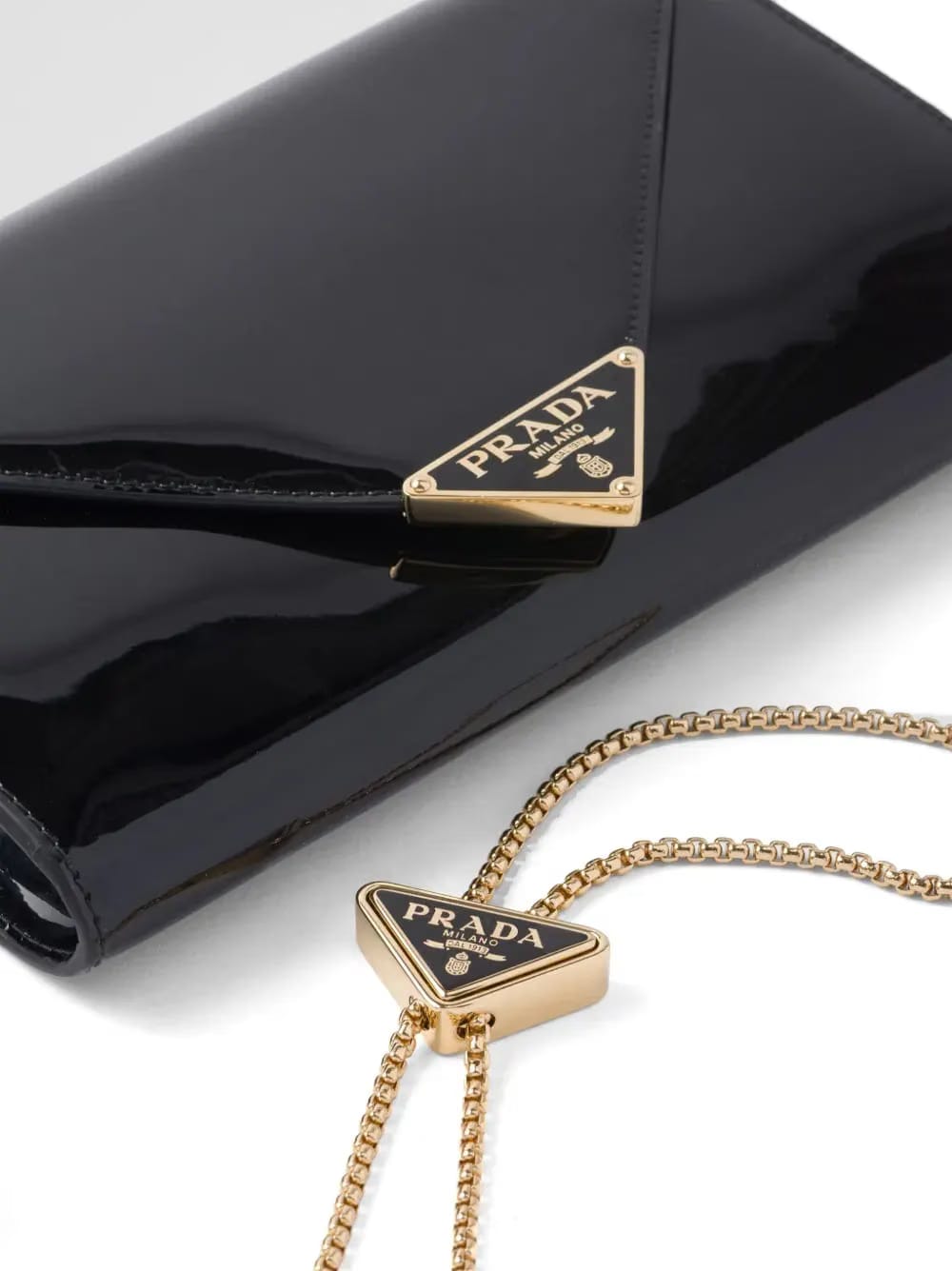 patent-leather envelope bag