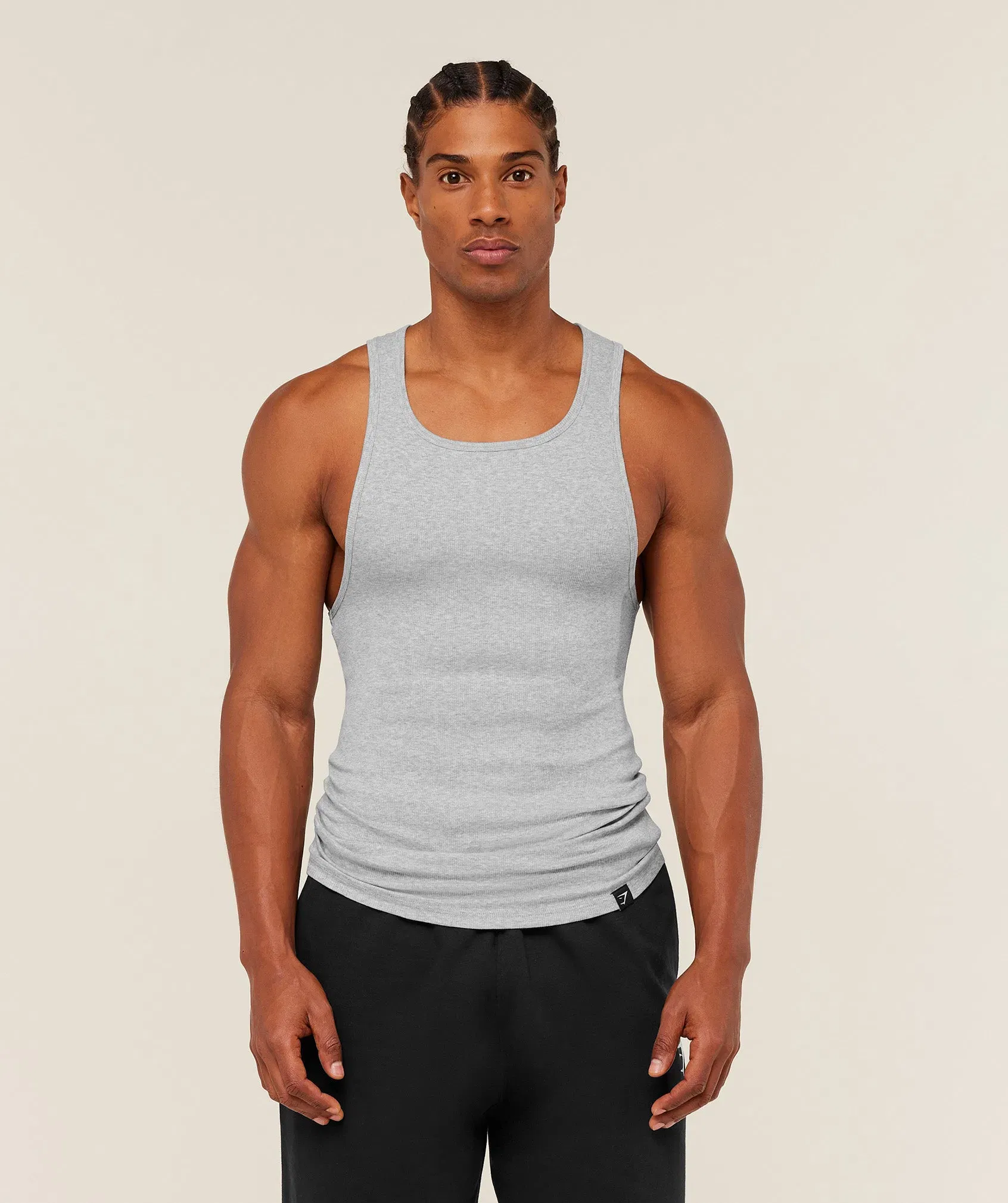 Gymshark Ribbed Tank 1PK - Light Grey Core Marl