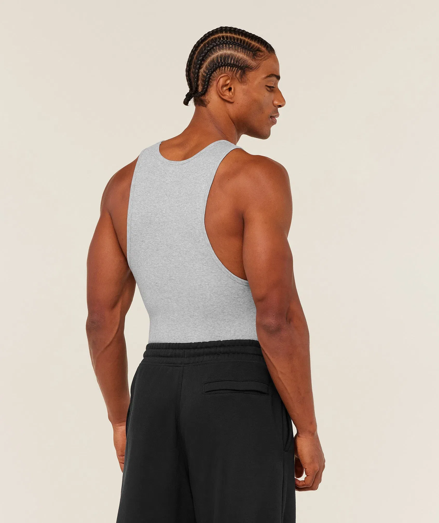 Gymshark Ribbed Tank 1PK - Light Grey Core Marl