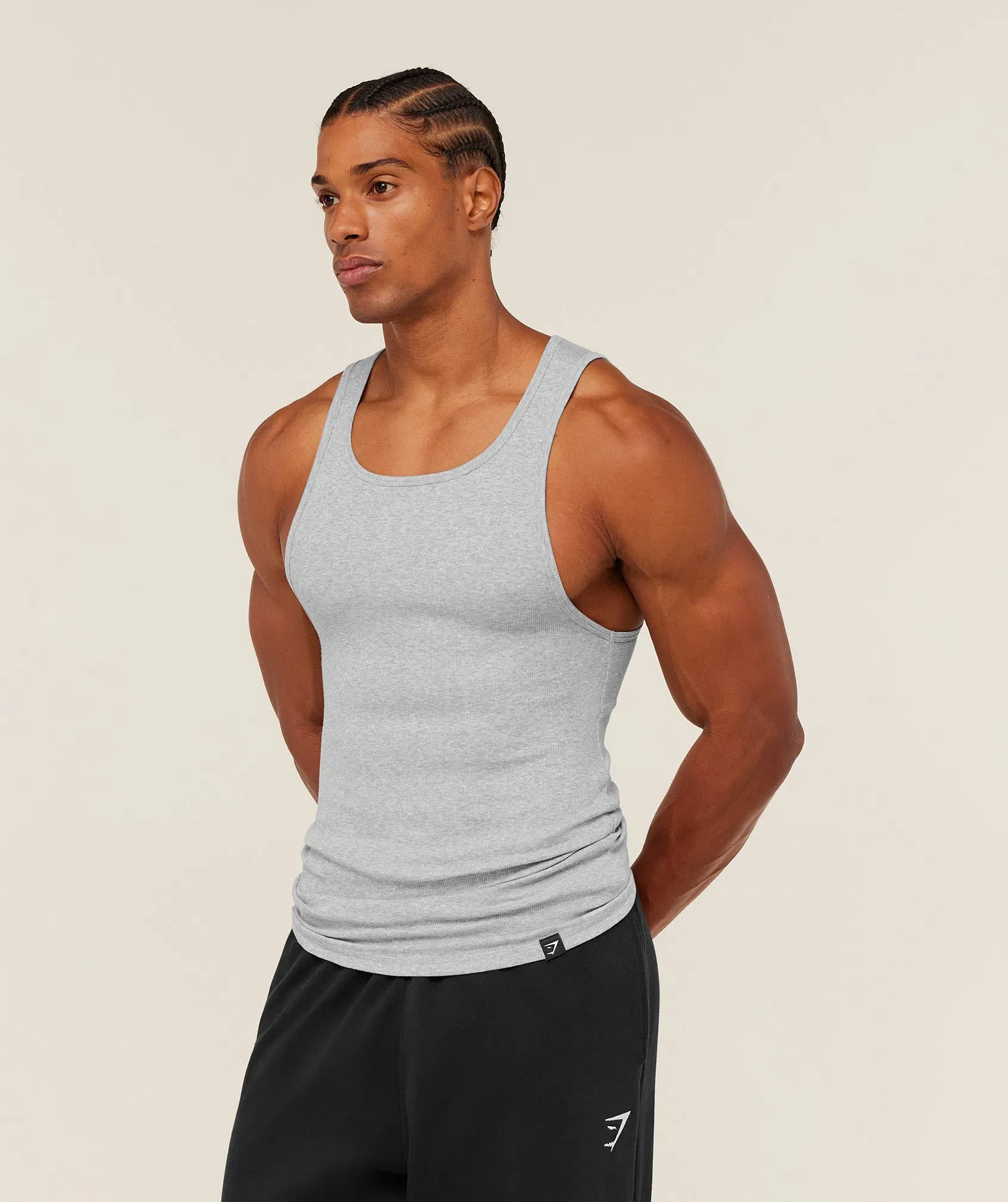 Gymshark Ribbed Tank 1PK - Light Grey Core Marl