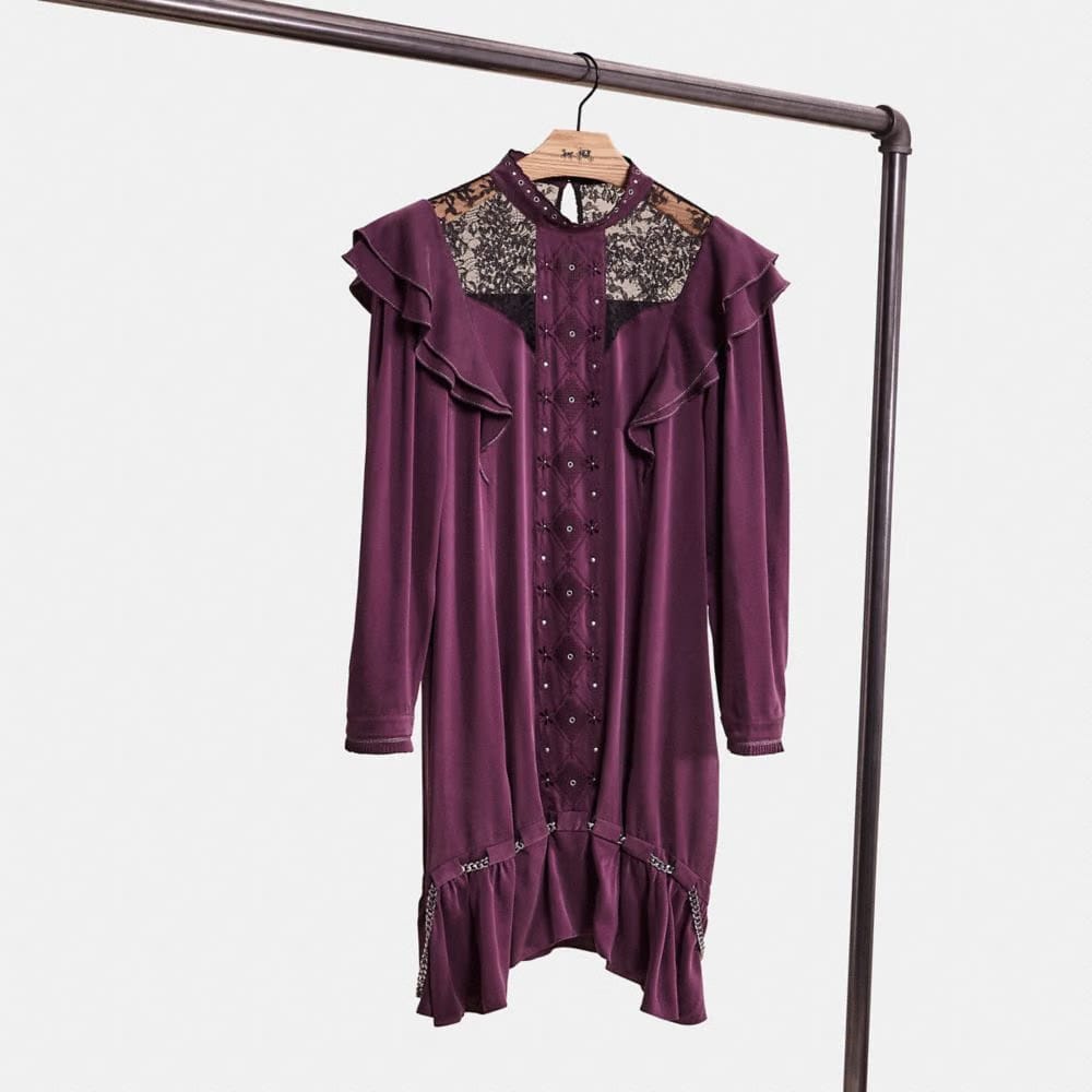 Restored Long Sleeve Dress With Ruffle Trim