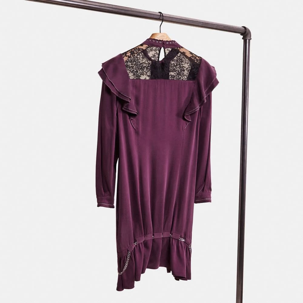 Restored Long Sleeve Dress With Ruffle Trim