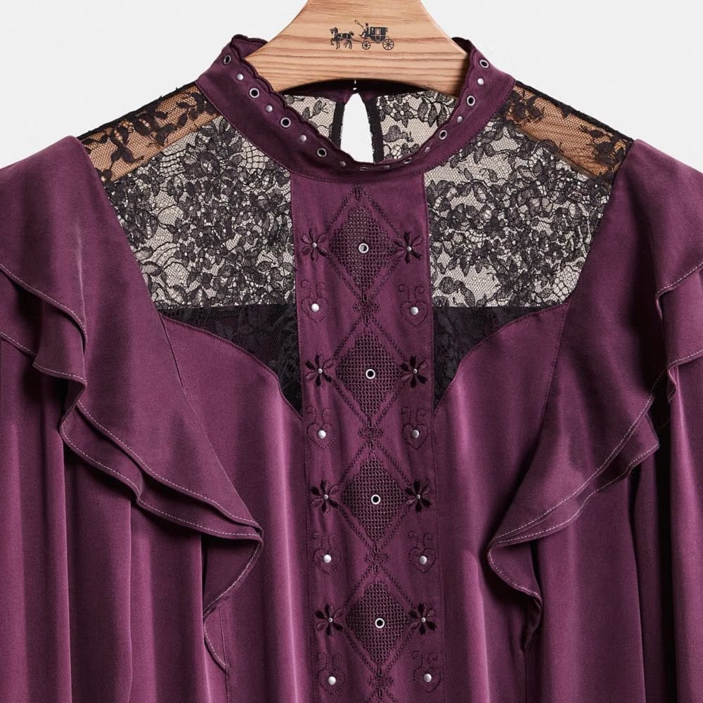 Restored Long Sleeve Dress With Ruffle Trim