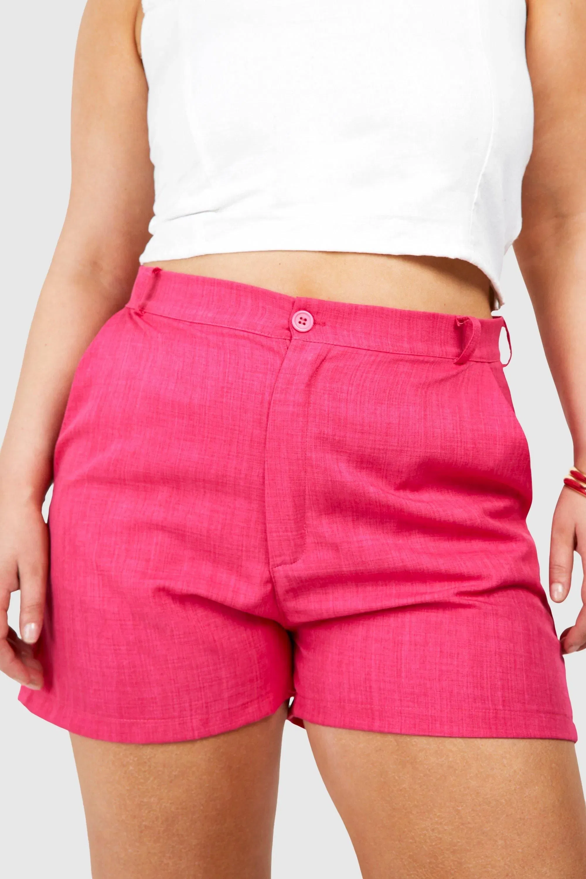 Plus Linen Look Tailored Short