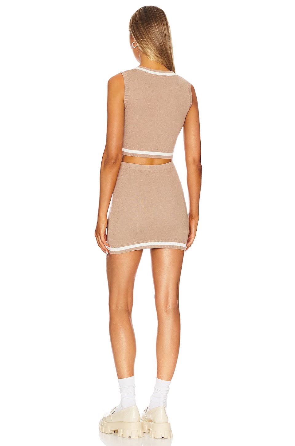 superdown Bonnie Varsity Skirt Set in Toast