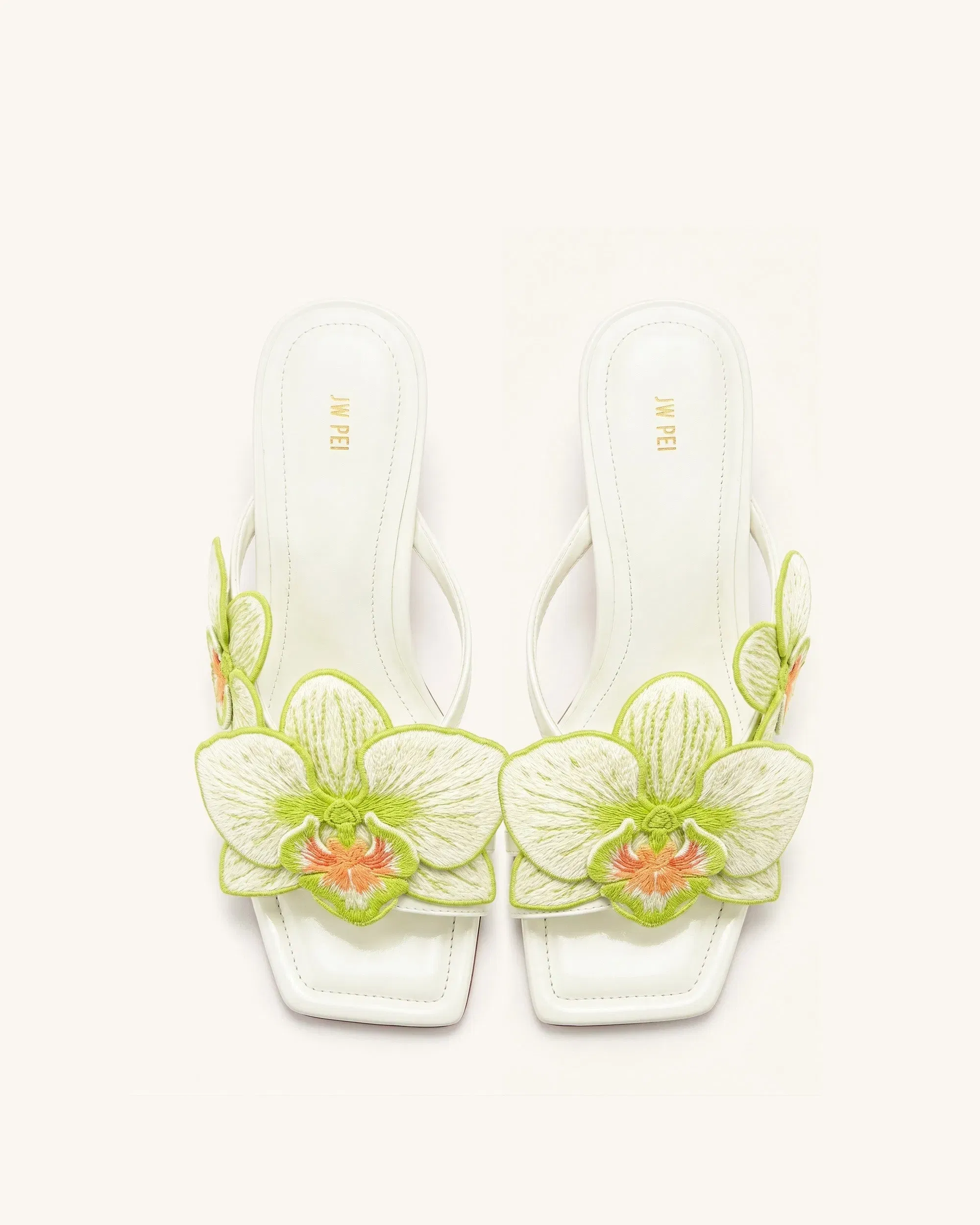 Serena Orchid Embroidered Toe Ring Heeled Sandals - Baby Pink