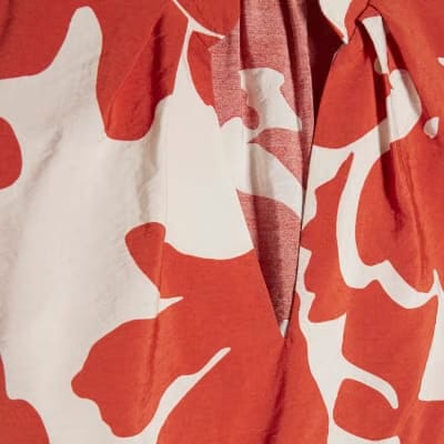 Orange Short Sleeve Printed Blouse