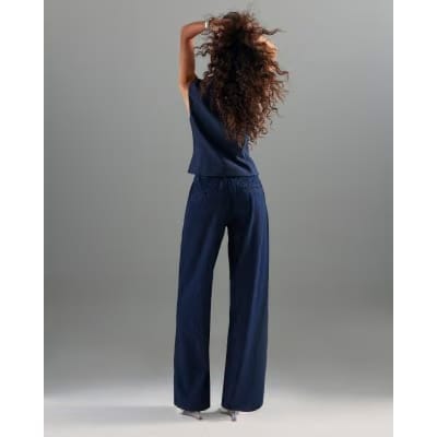 Indigo Wide Leg Tie Front Jeans