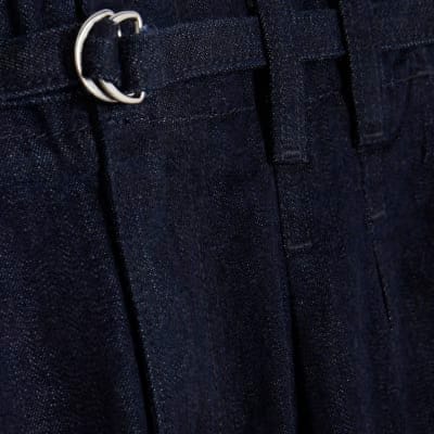 Indigo Wide Leg Tie Front Jeans