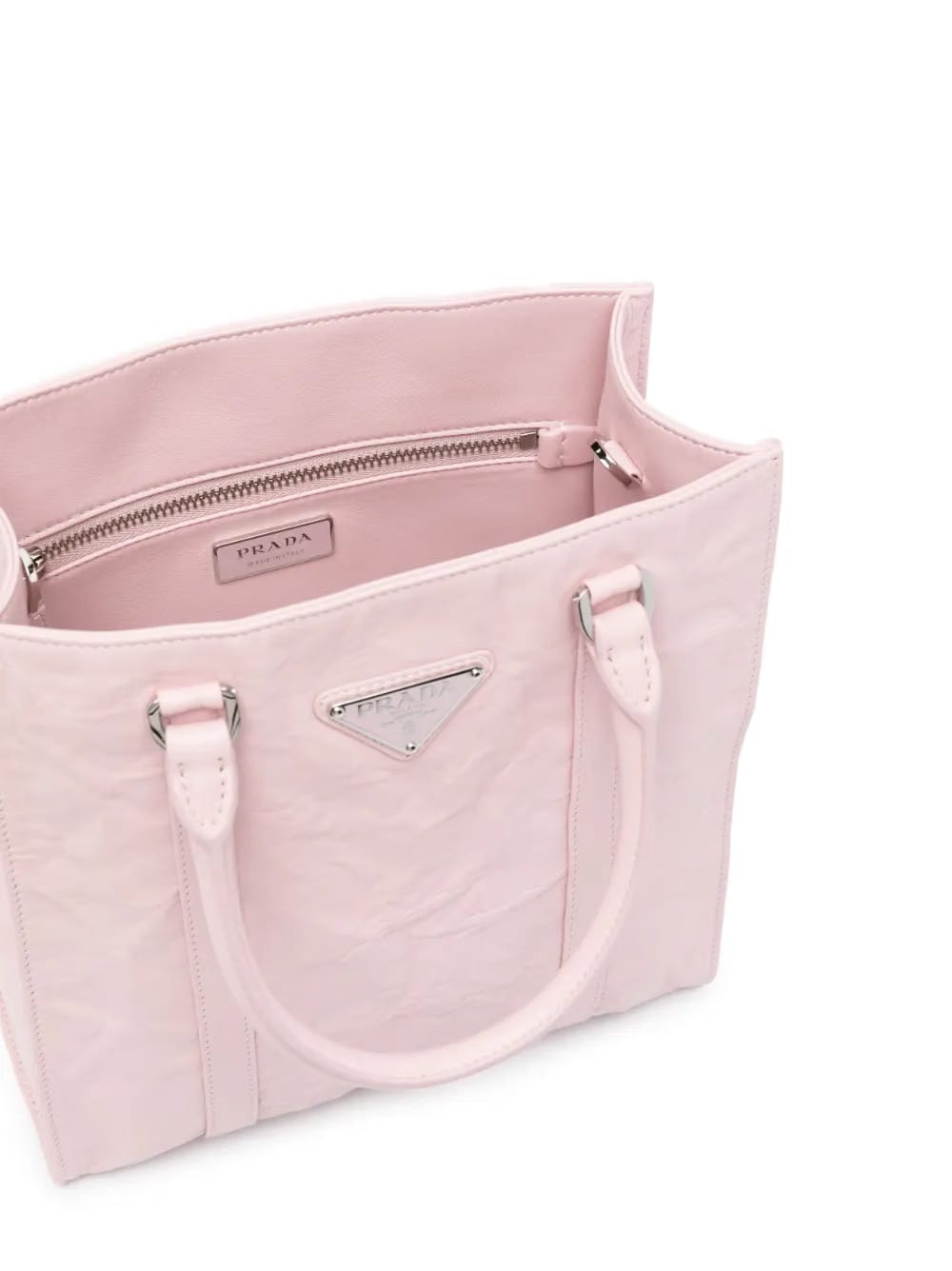 logo-plaque crinkle-effect tote bag