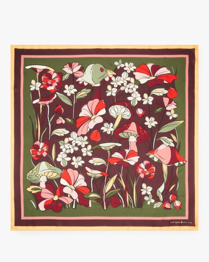 Mushroom Patch Silk Square Scarf
