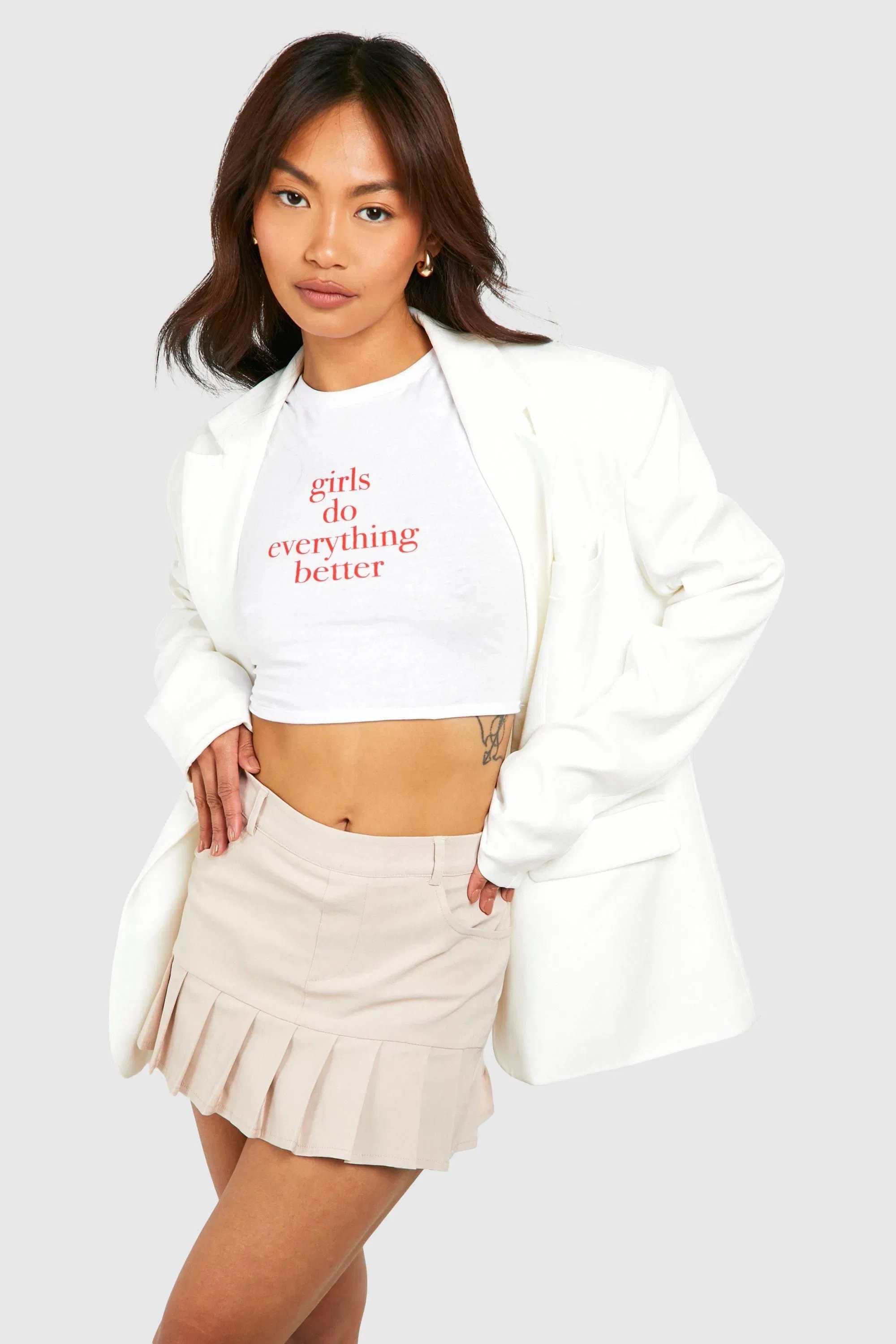 Pleated Hem Micro Mini Skort