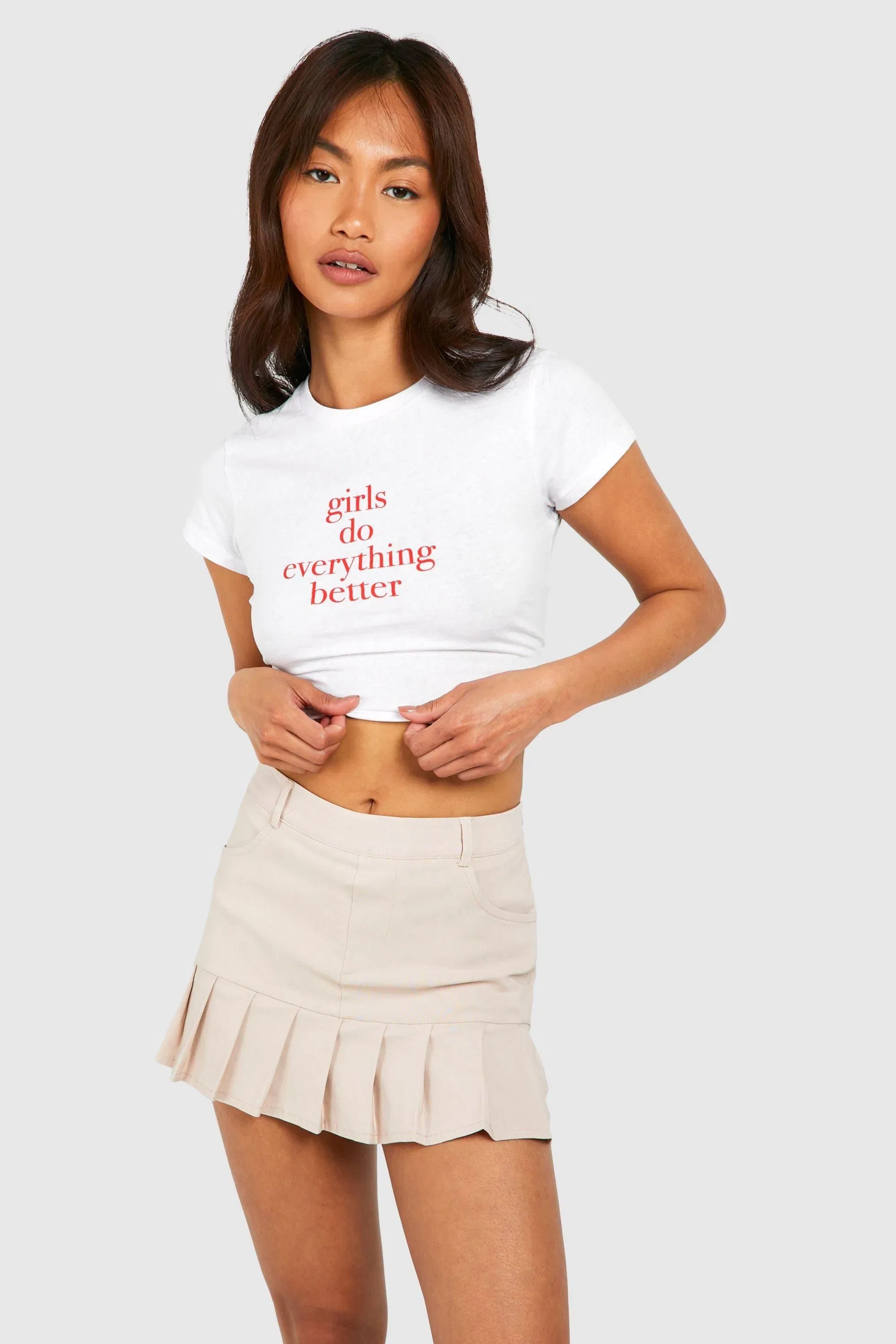 Pleated Hem Micro Mini Skort