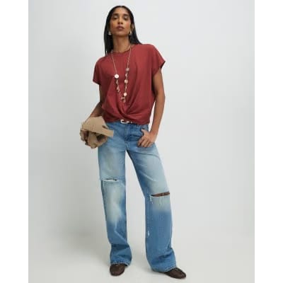 Orange Twist Front T-Shirt