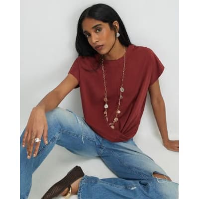 Orange Twist Front T-Shirt