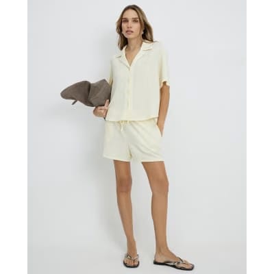 Yellow Short Sleeve Textured Shirt
