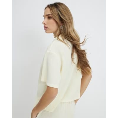 Yellow Short Sleeve Textured Shirt