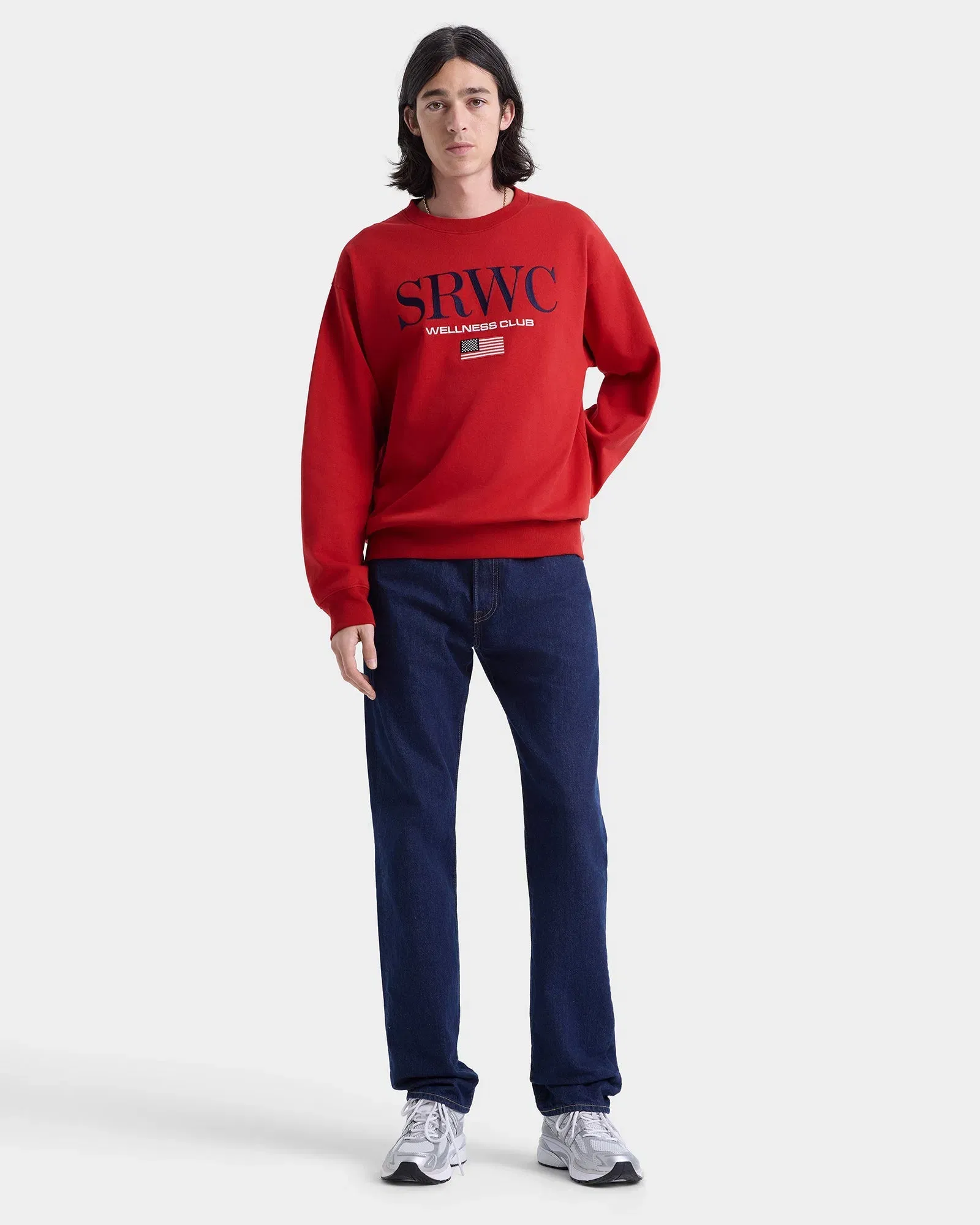 Nautical Embroidered Crewneck - Ruby/Navy