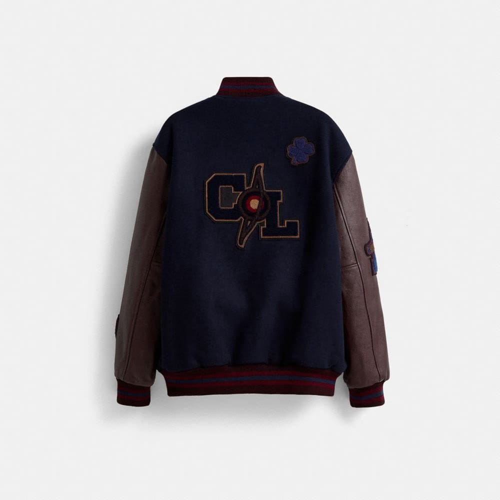 Restored Oversized Classic Varsity Jacket In Recycled Wool And Recycled Polyester
