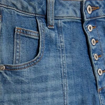 Blue Wide Leg Pocket Front Jeans