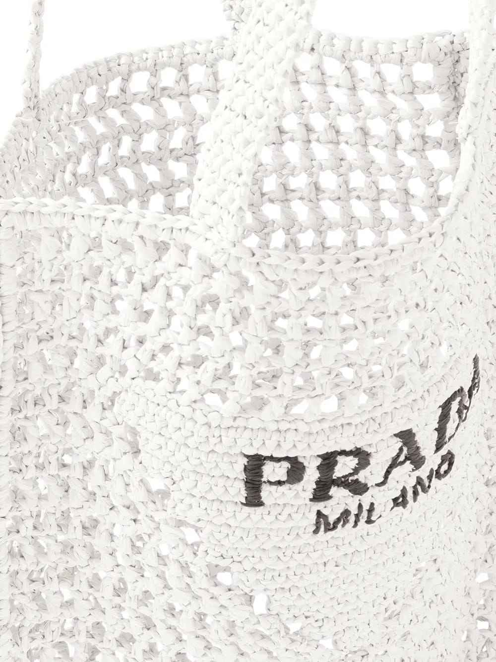 logo-print raffia tote bag
