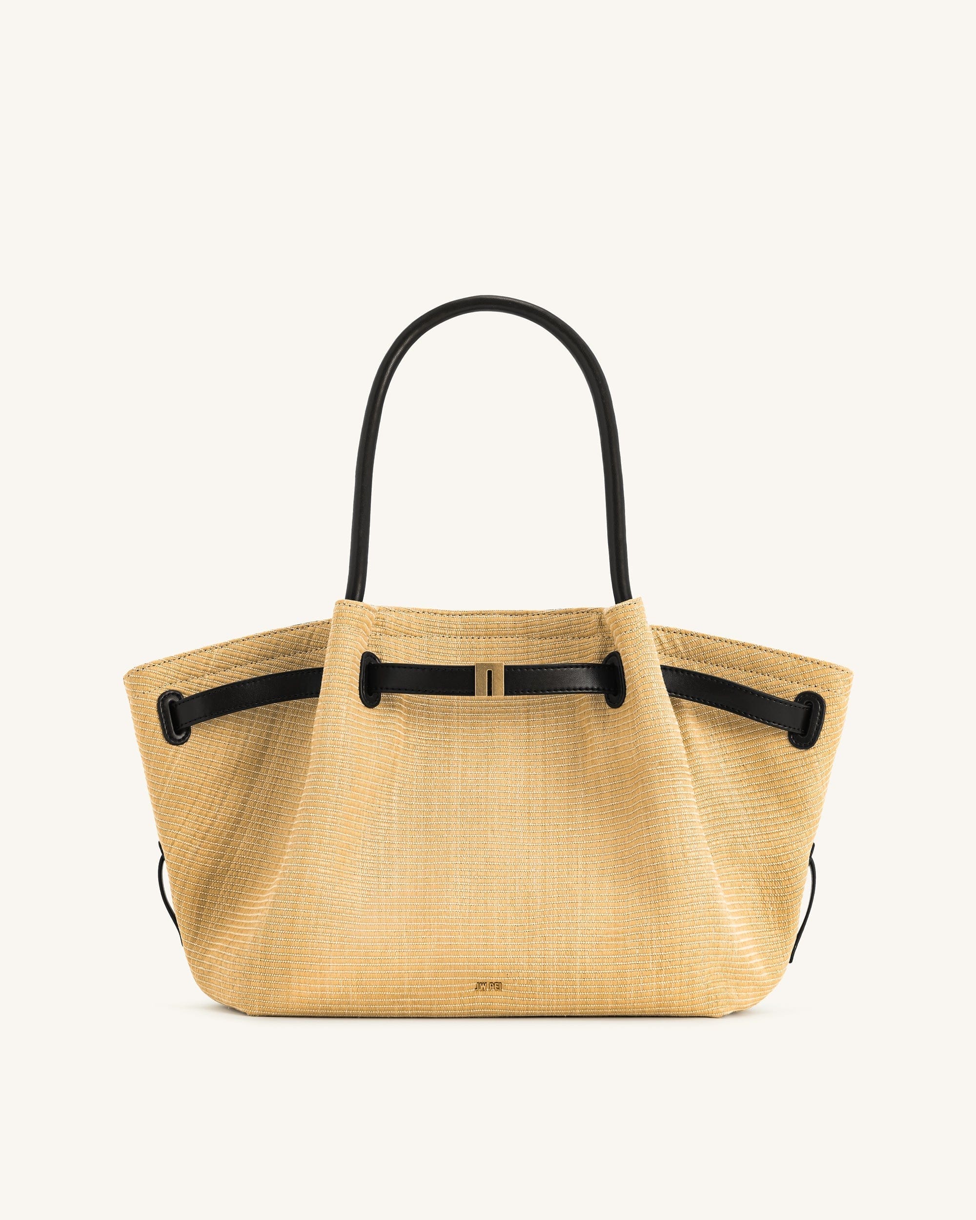 Hana Medium Faux Straw Tote Bag - Brown Straw