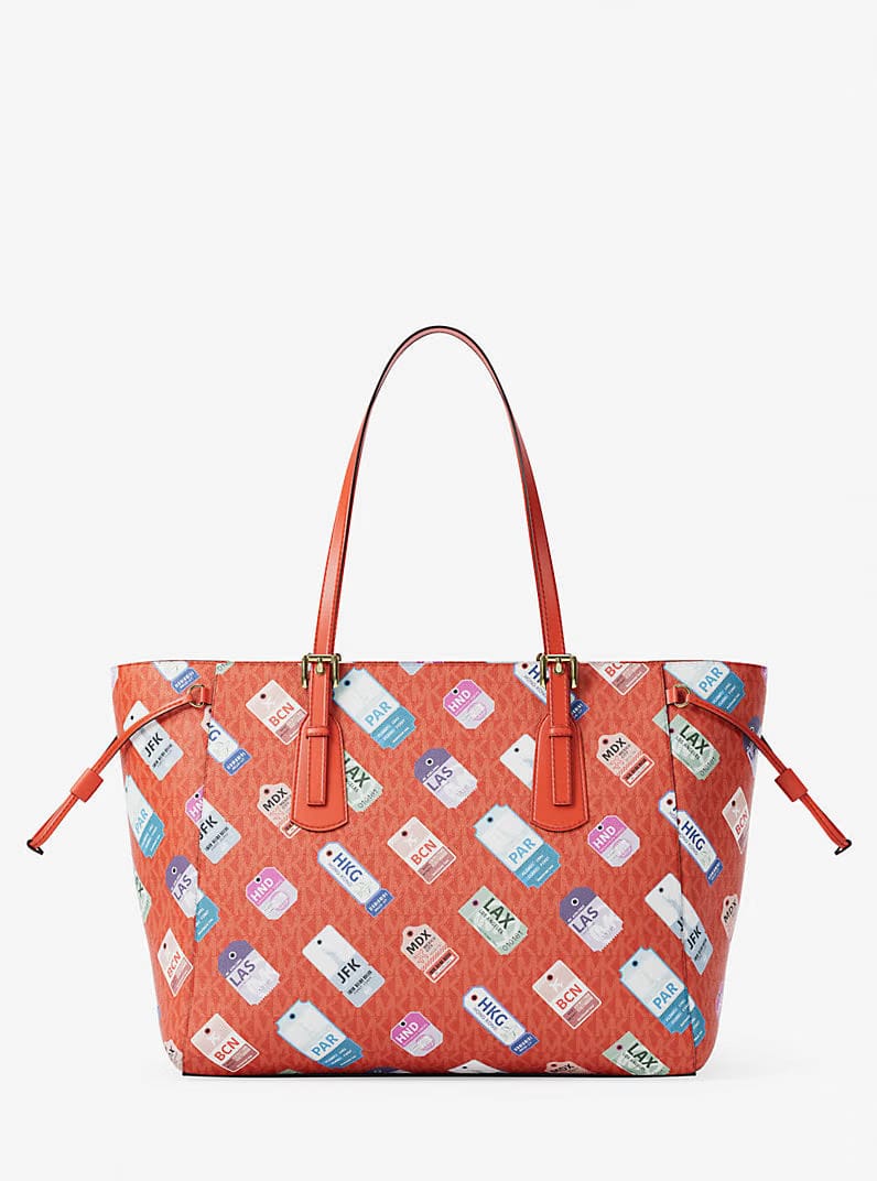 Voyager Large Printed Signature Logo Tote Bag