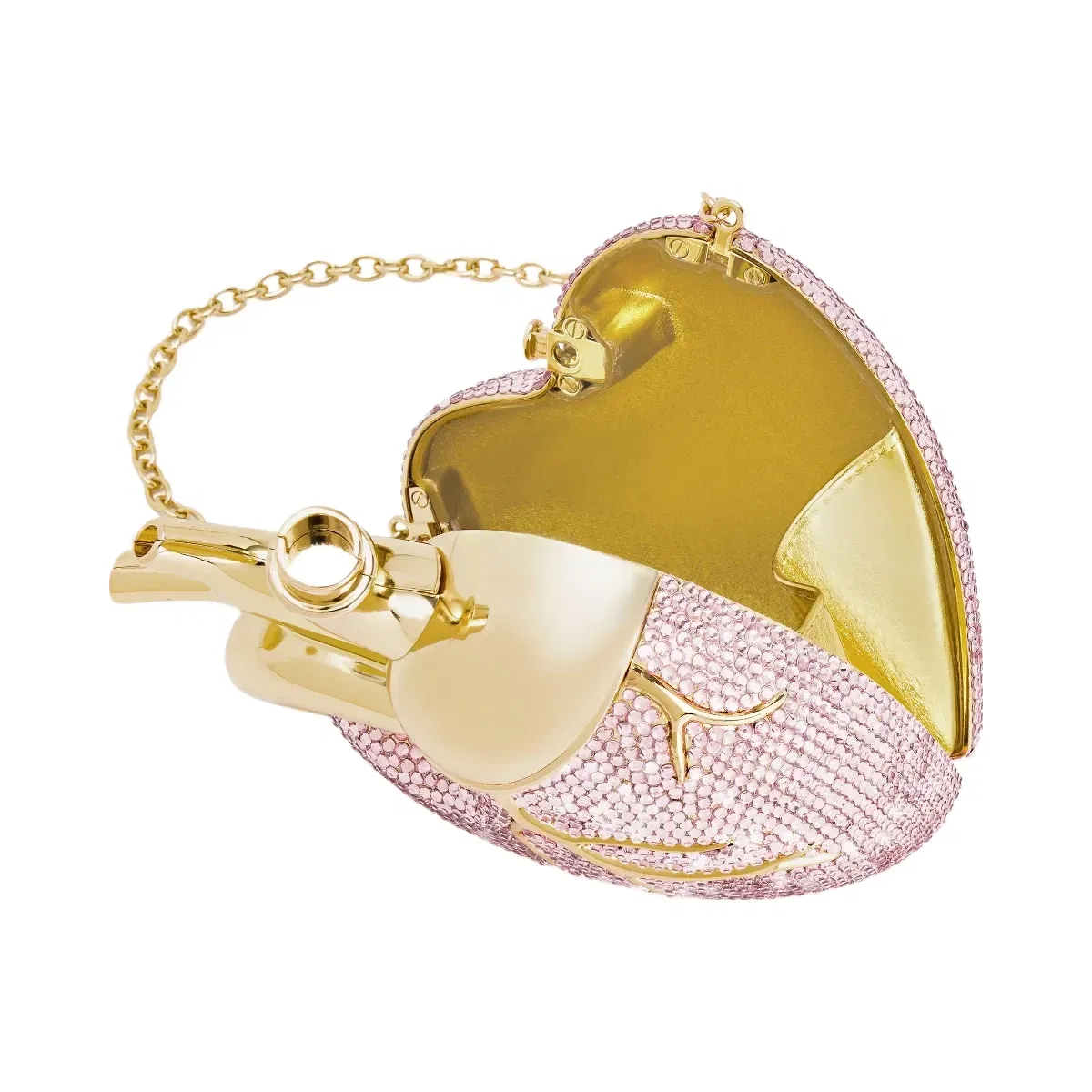 Maren Artificial Crystal Heart Shaped Bag - Pink