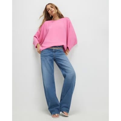 Pink Long Sleeve Batwing Top