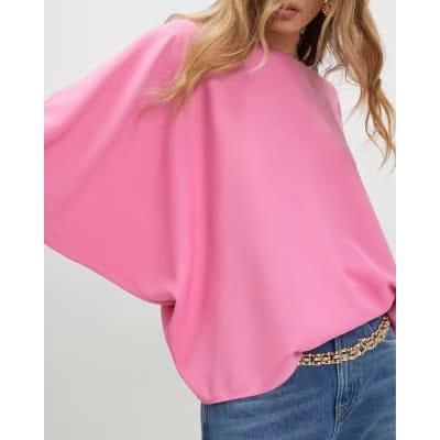 Pink Long Sleeve Batwing Top