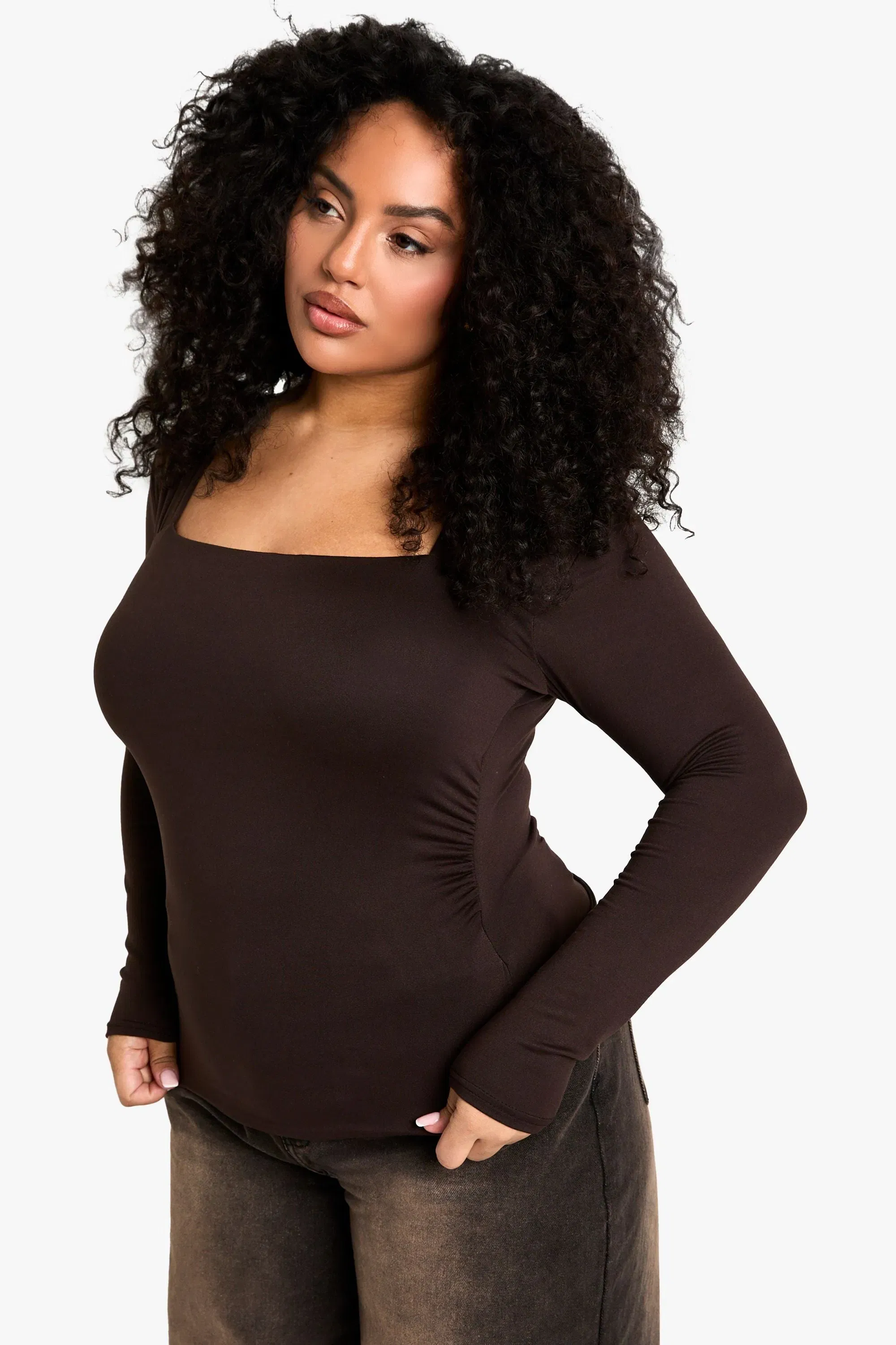 Plus Ruched Shoulder Top