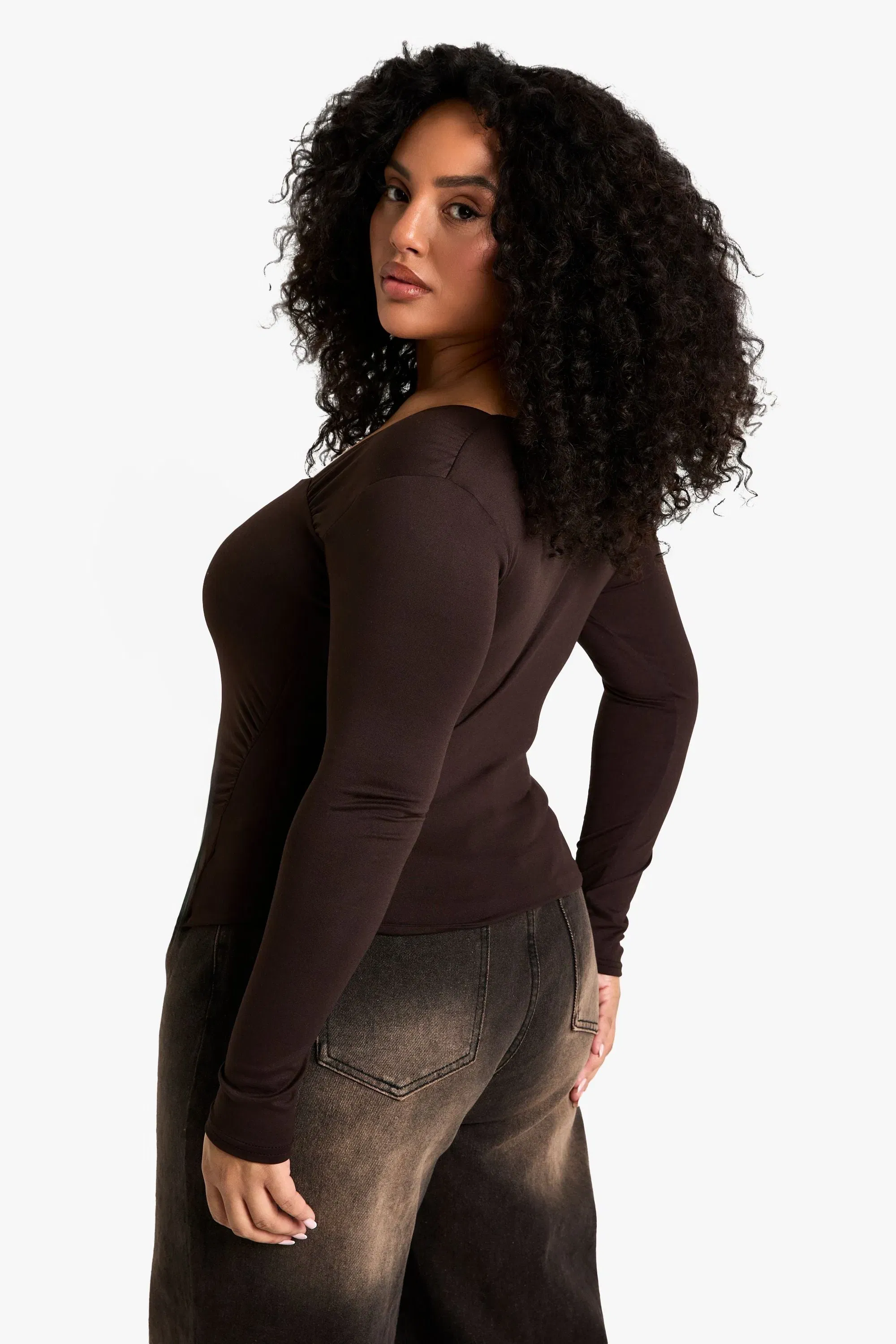 Plus Ruched Shoulder Top
